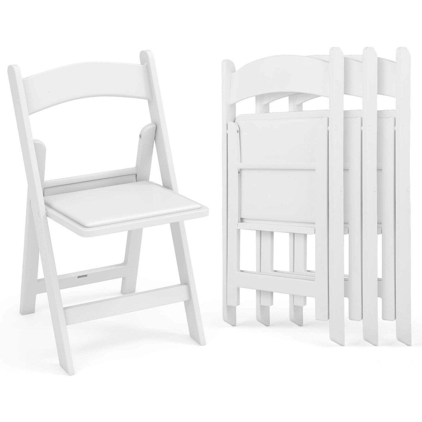 Costway 4/8/12/16/20 Pack Resin Folding Chairs with Padded Seat All-Weather Resin Frame Patio