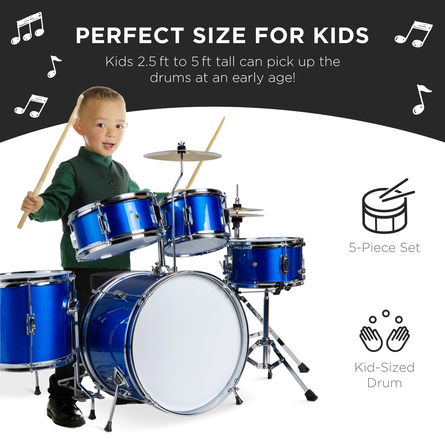 Best Choice Products 5-Piece Kids Beginner Junior Size Drum Set