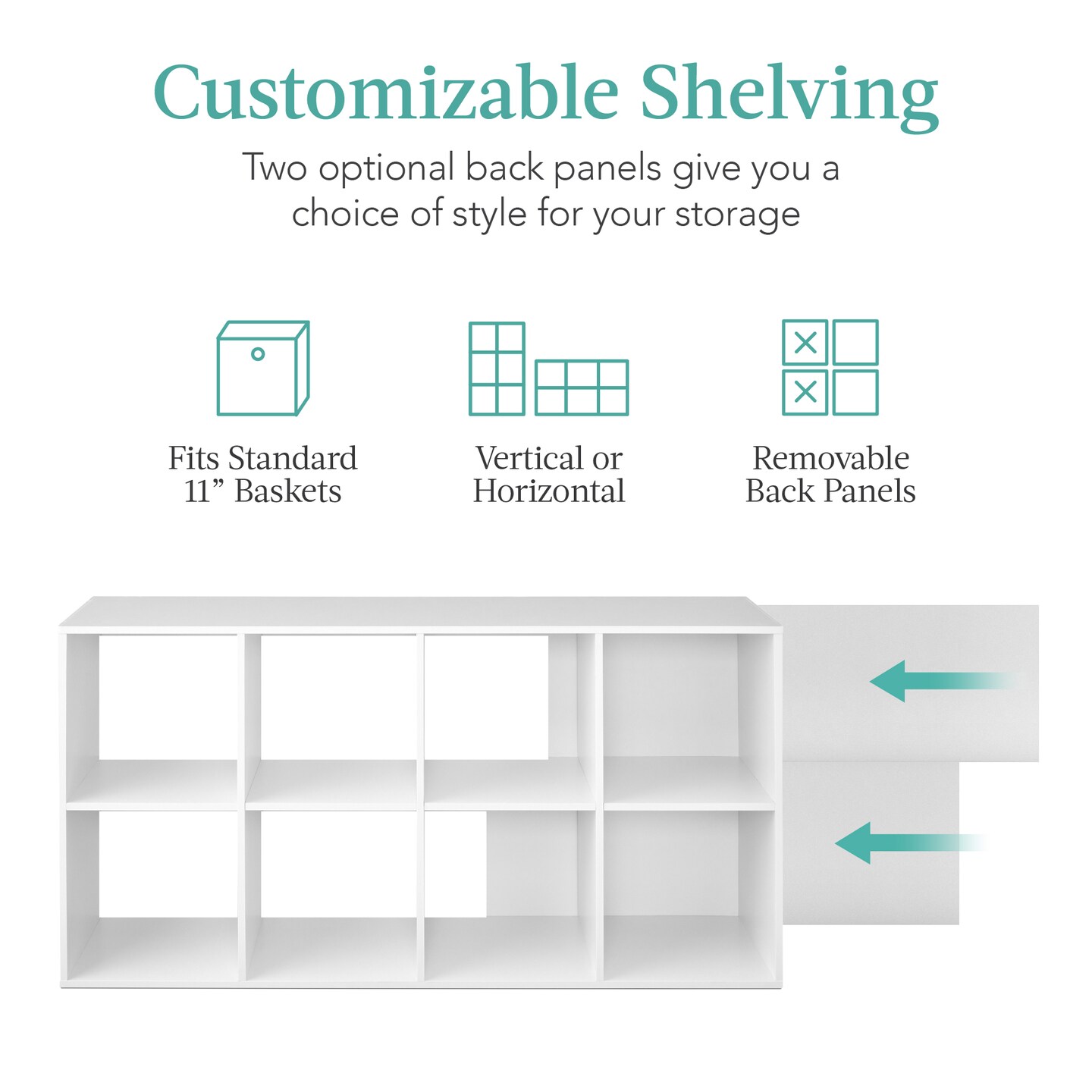 Best Choice Products 8-Cube Bookshelf, 11in Display Storage System, Organizer w/ Removable Back Panels