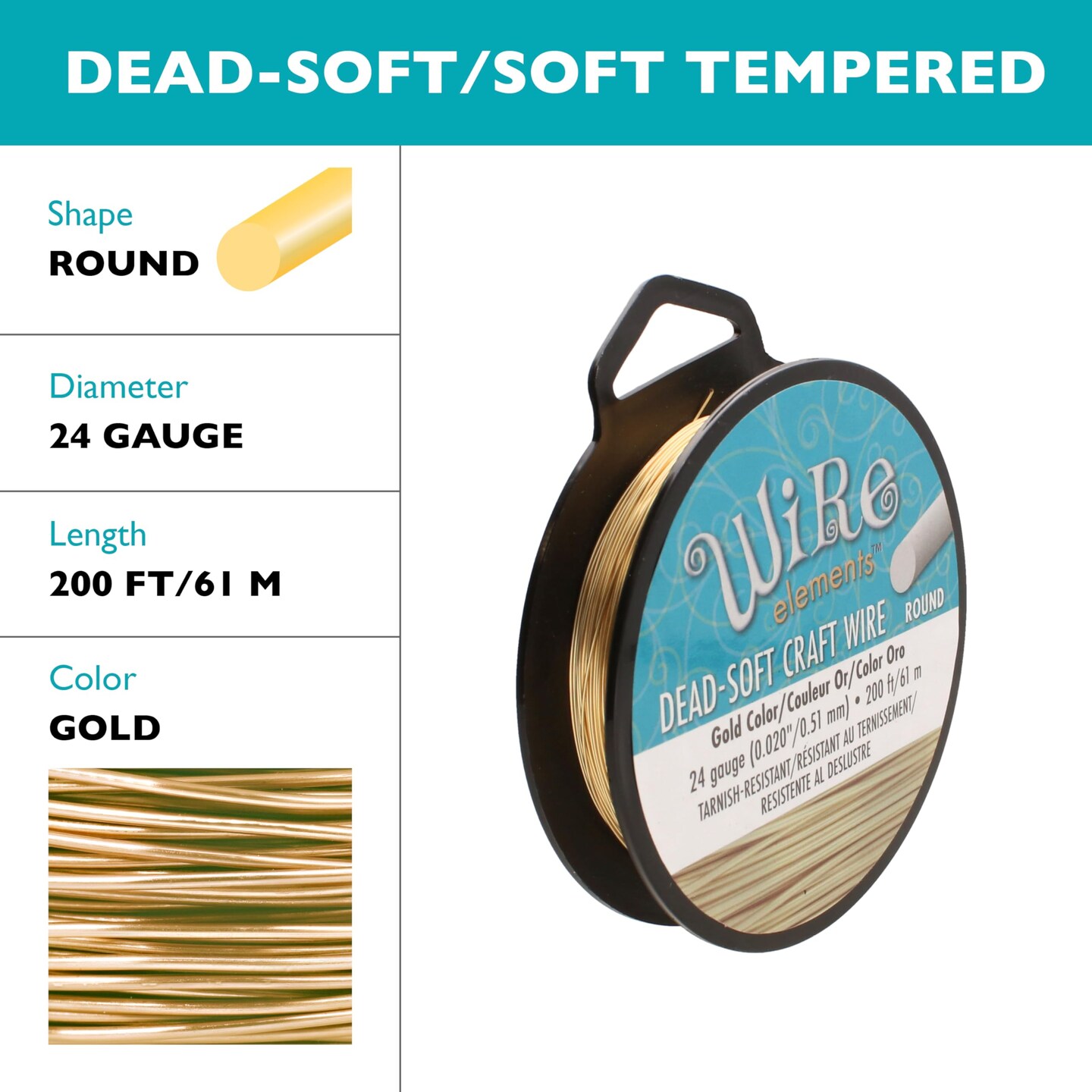The Beadsmith Wire Elements Craft Wire – Tarnish Resistant, Soft Temper, Round