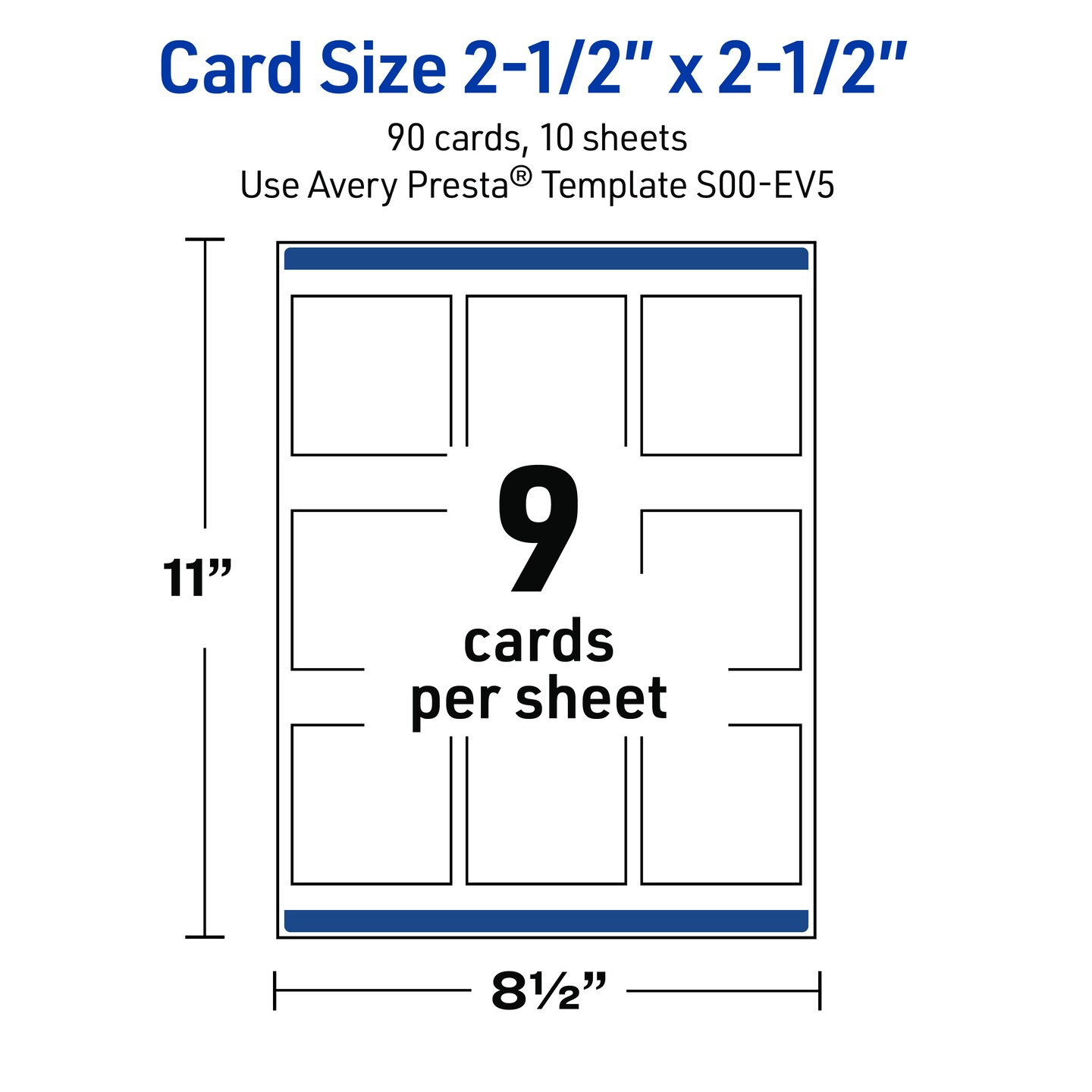 Avery Printable Square Business Cards with Sure Feed Technology, Pre-Printed Colorful Design, Matte White, 2.5" x 2.5", Laser & Inkjet Compatible, 90 Total