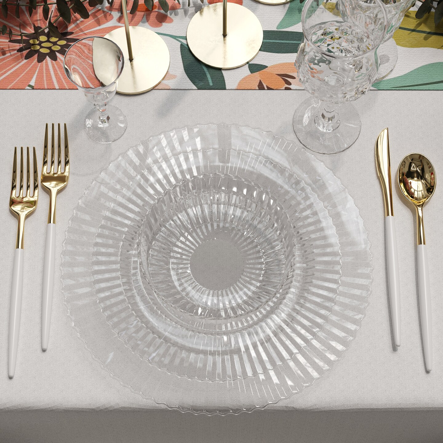 Exquisite Elegant Plastic Disposable Plates Set I 9 Inch & 11 Inch Disposable Plastic Plates | Great for Weddings Parties And Formal Occasions