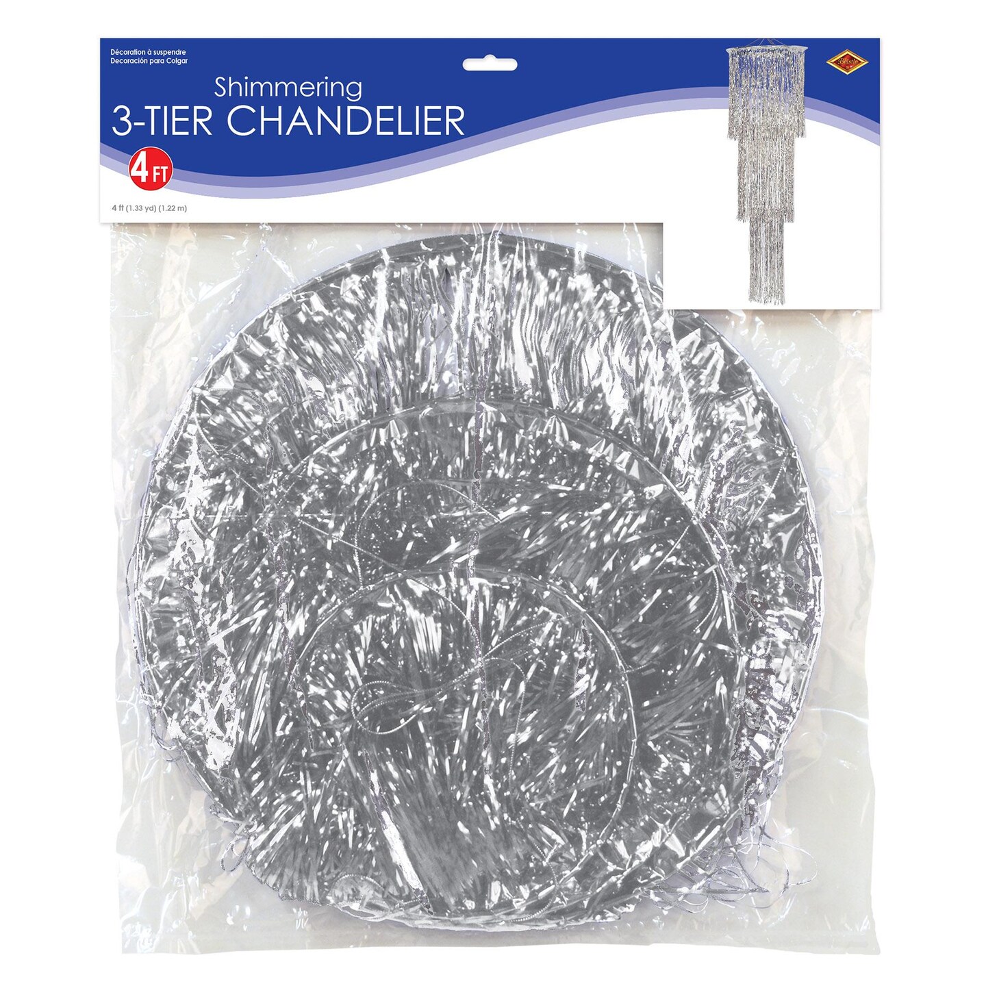 6 Pack Bulk 3-Tier (1-Ply)Shimmering Party Chandelier - silver