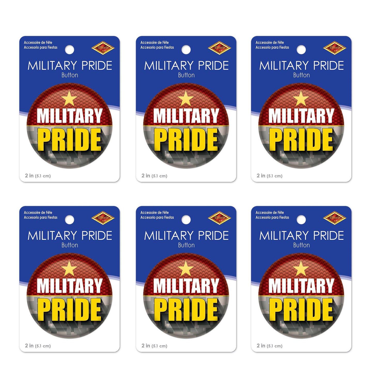 6 Pack Beistle Military Pride Button- Marines- Star