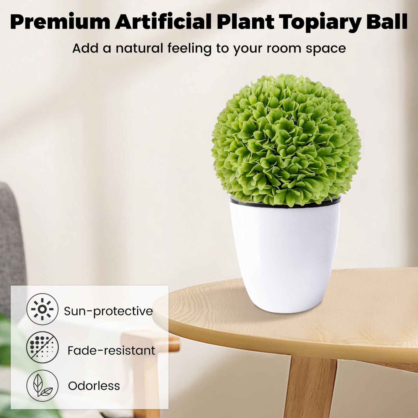 2 Pieces Artificial Plant Topiary Balls Faux Boxwood Decorative Balls