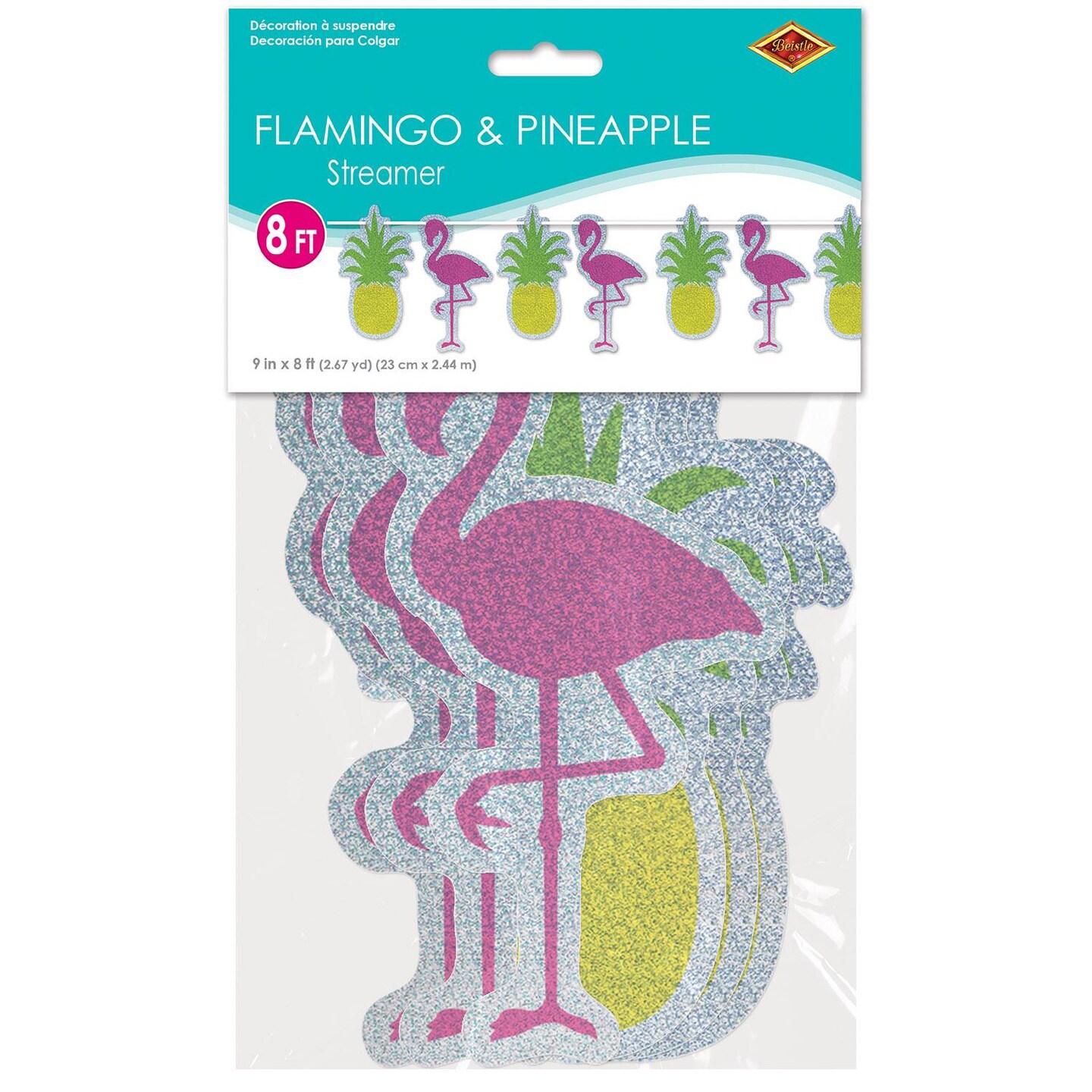 12 Pack Beistle Luau Party Flamingo/Pineapple Streamer