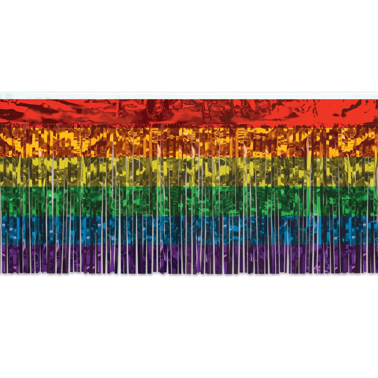 6 Pack Bulk Packaged 1-Ply Metallic Party Table Skirt - rainbow