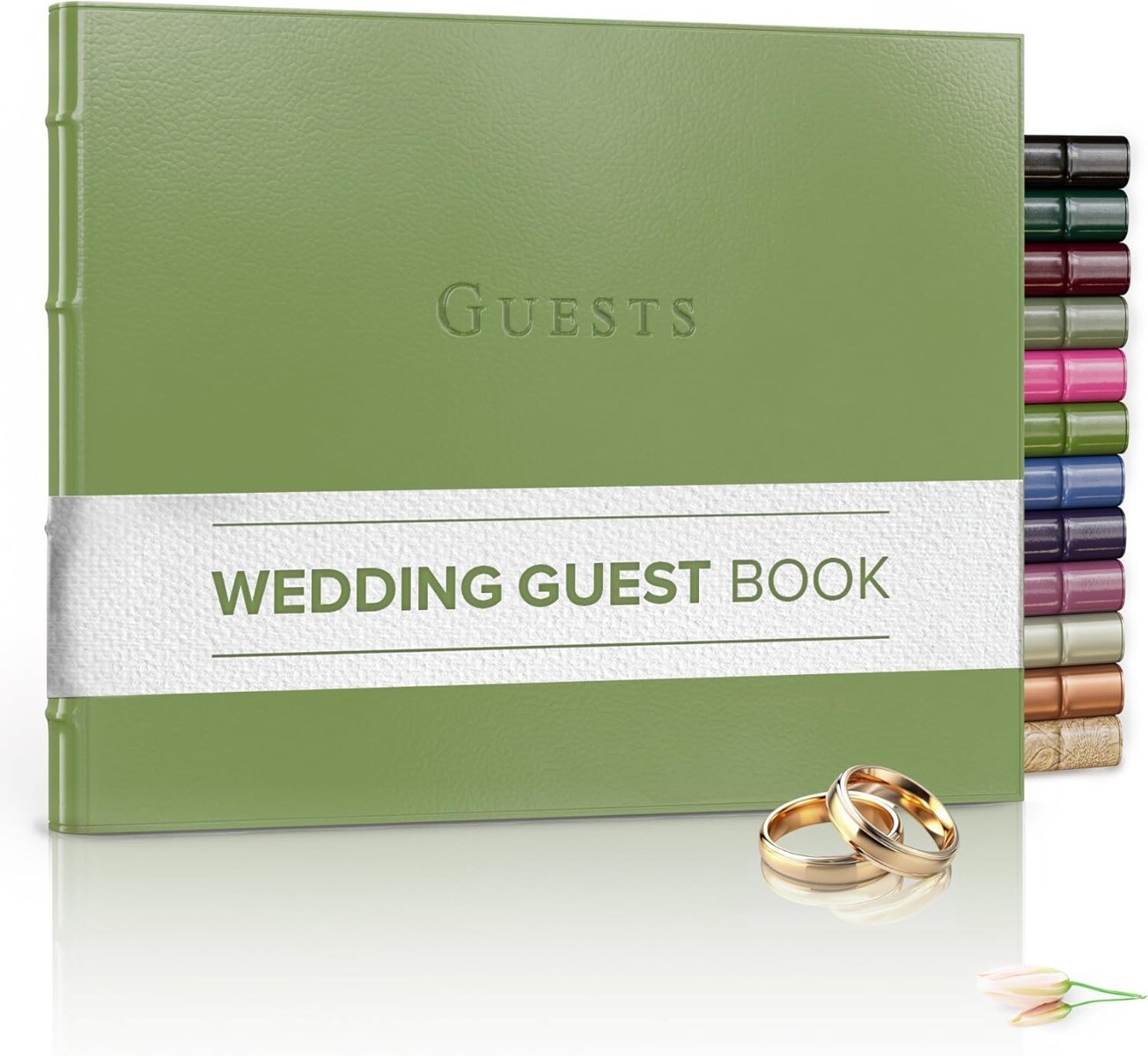 Gallery Leather Guest Book Wedding, Party, Special Events, add Polaroid Photos, 192 Lined Pages, Bonded Leather, Hardcover 7" x 9"