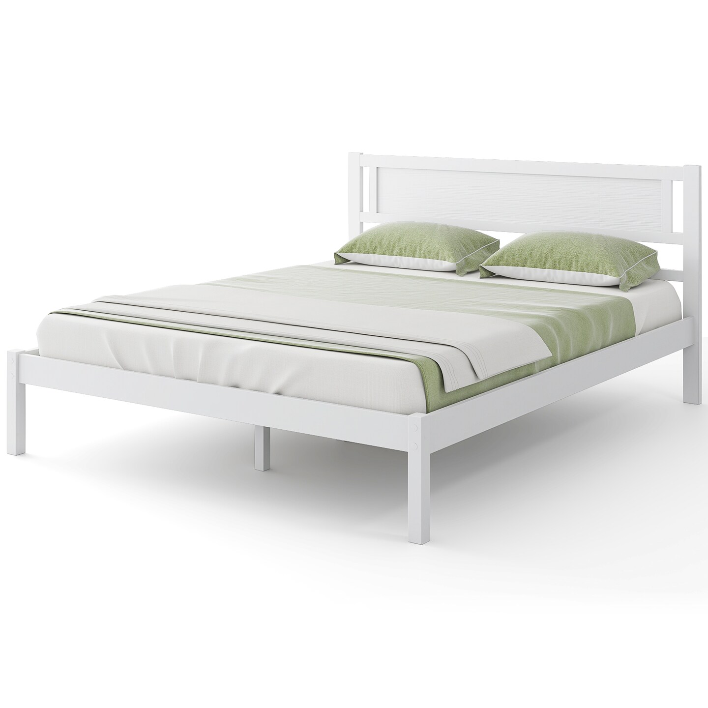 Platform Bed Frame with Headboard and Wooden Slats Support Perfect for Dorms