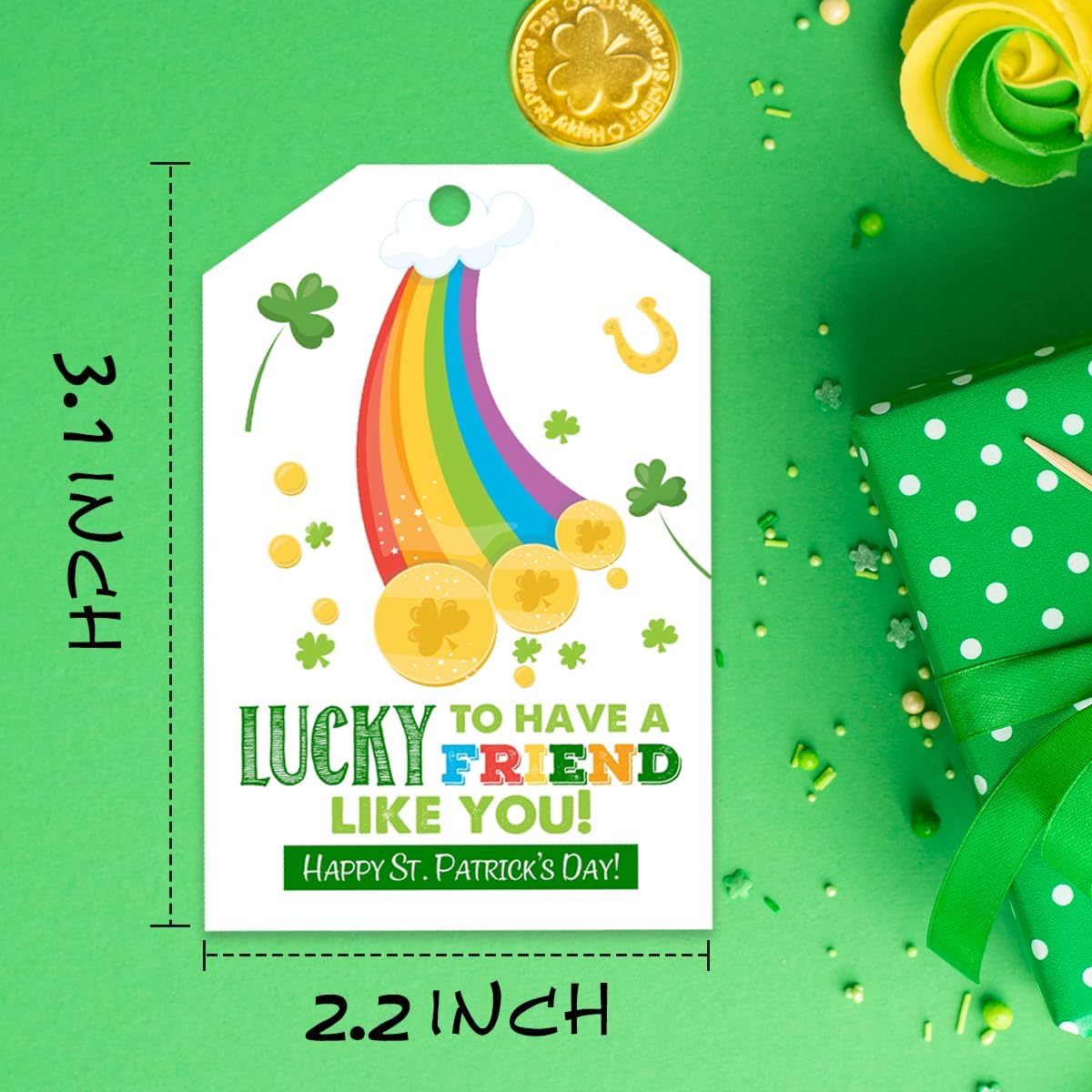 50Pcs St. Patrick&#x27;s Day Tags - Green Clover Tags Decoration Irish Gift Hanging Tags
