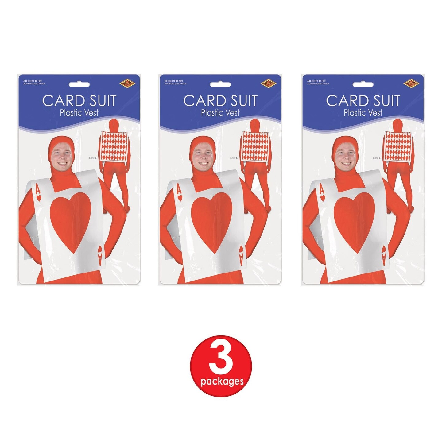 12 Pack Beistle Plastic Card Suit Party Vest