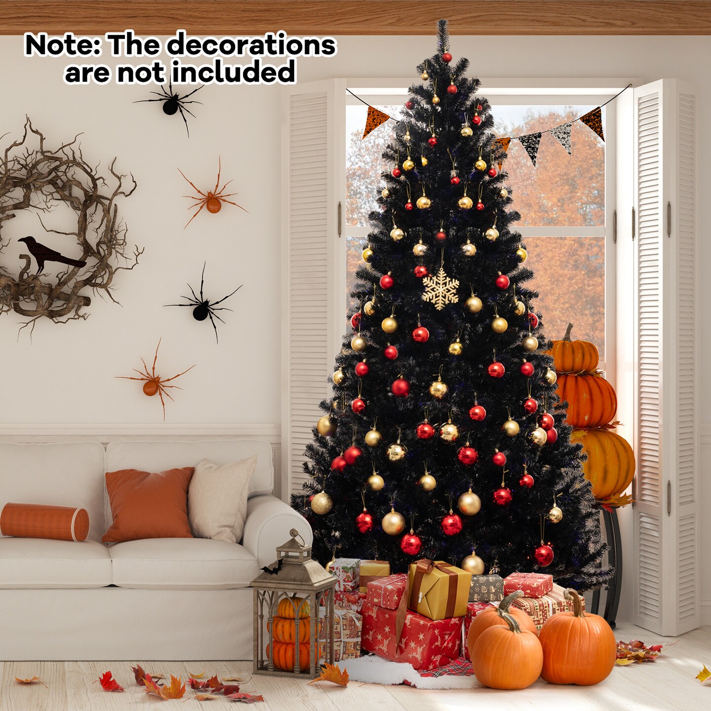 Artificial Christmas Tree with 6 Lighting Modes and Spooky Sounds for Halloween Decoration