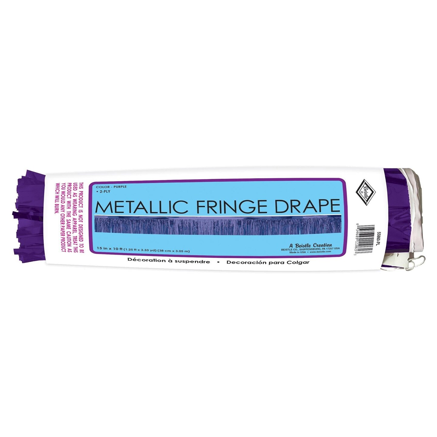6 Pack Beistle 2-Ply Party Metallic Fringe Drape - purple