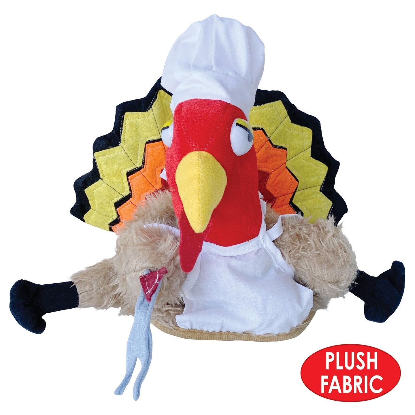 4 Pack Beistle Thanksgiving Plush Chef Turkey Hat