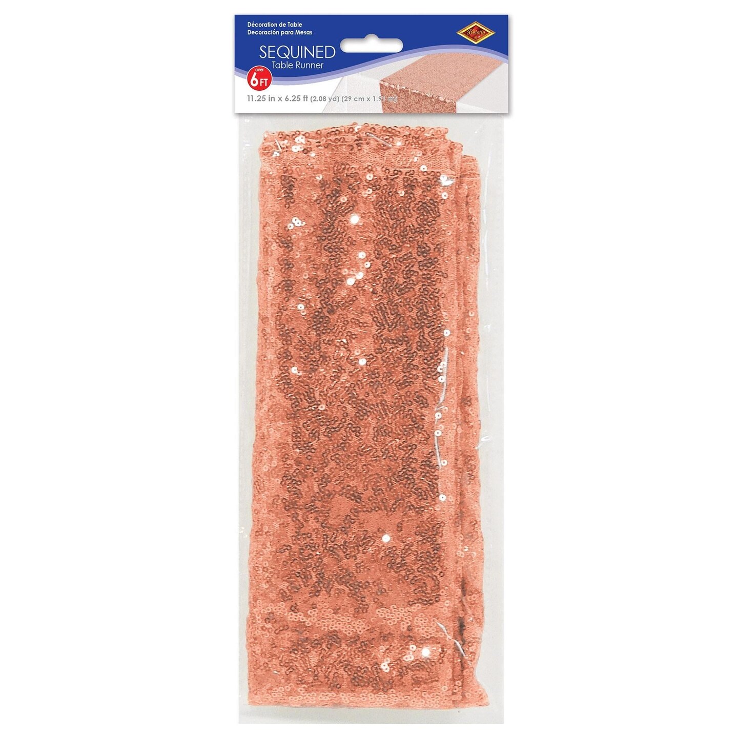 12 Pack Beistle Sequined Party Table Runner - rose gold