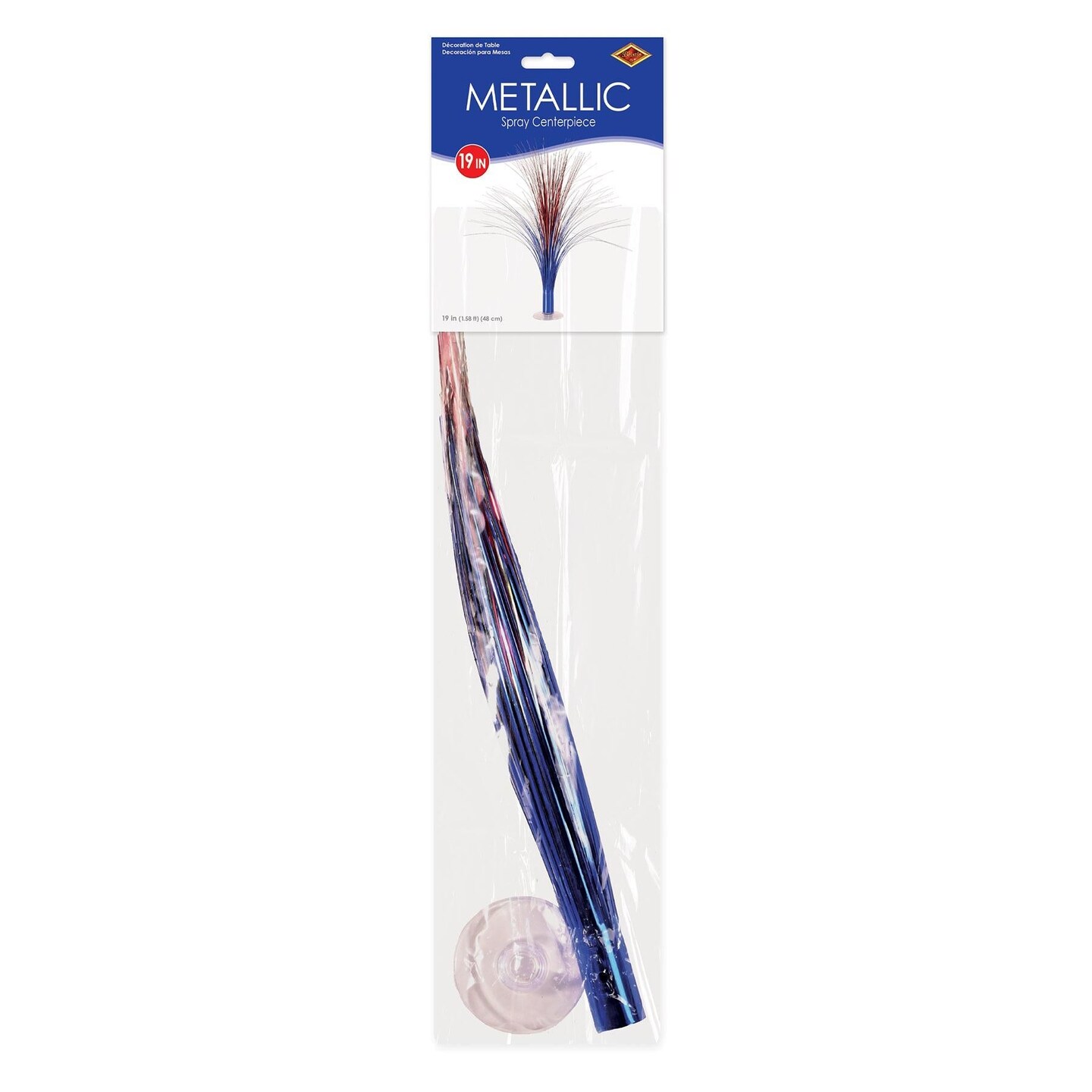 6 Pack Beistle Metallic Spray Centerpiece - red, silver, blue