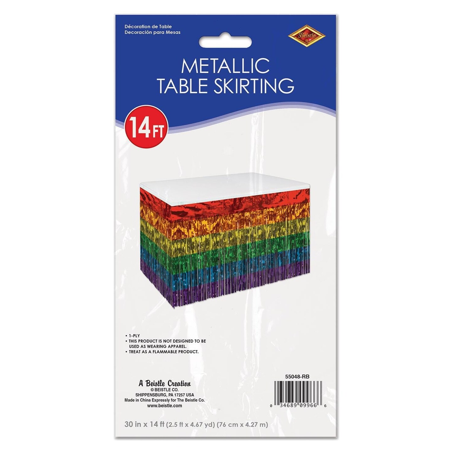 6 Pack Bulk Packaged 1-Ply Metallic Party Table Skirt - rainbow