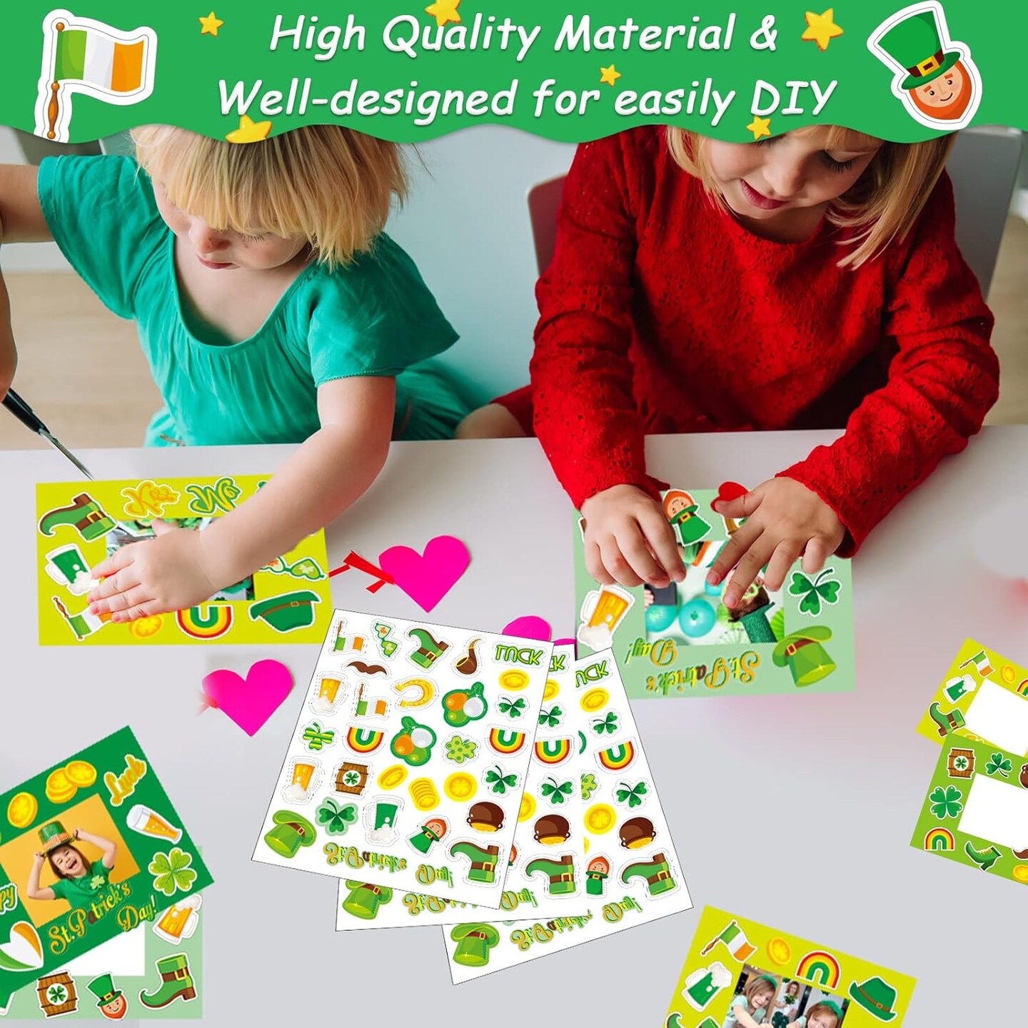 30 Packs St. Patricks Day Picture Frame Craft Kits for Kids St. Patricks DIY Craft Art St. Patrick Day Party Decoration