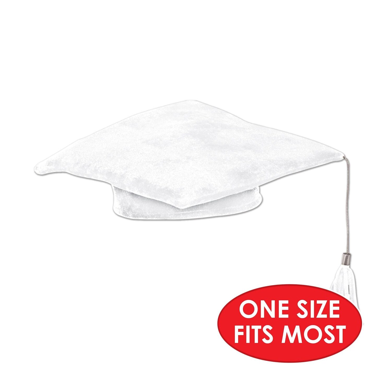 12 Pack Beistle Plush Graduate Graduation Party Cap- White