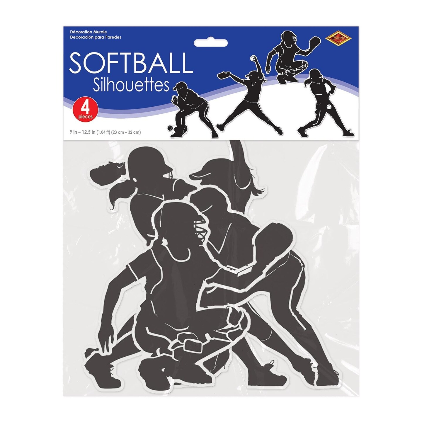 48 Piece Beistle Softball Party Silhouettes