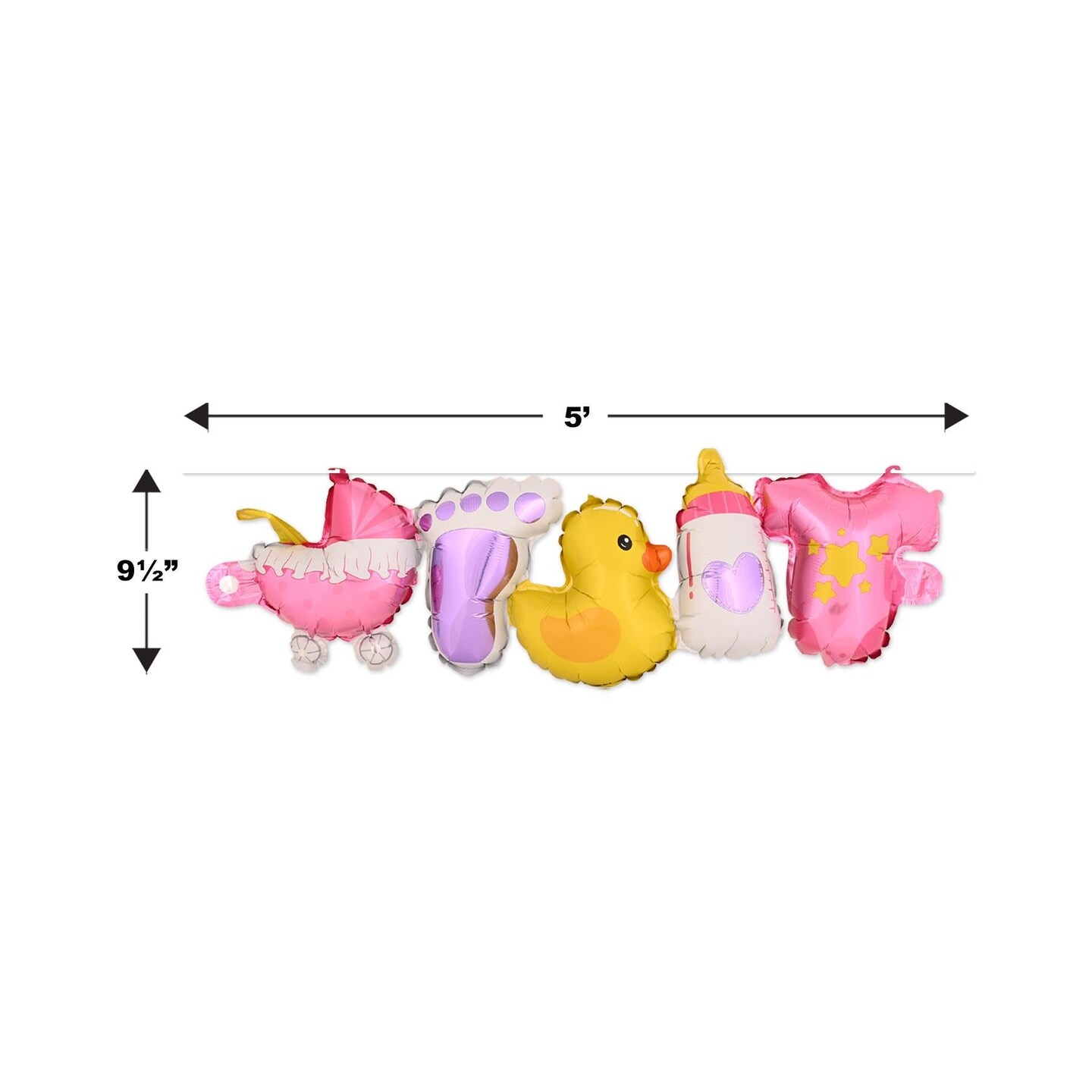 6 Pack Beistle Baby Girl Balloon Streamers