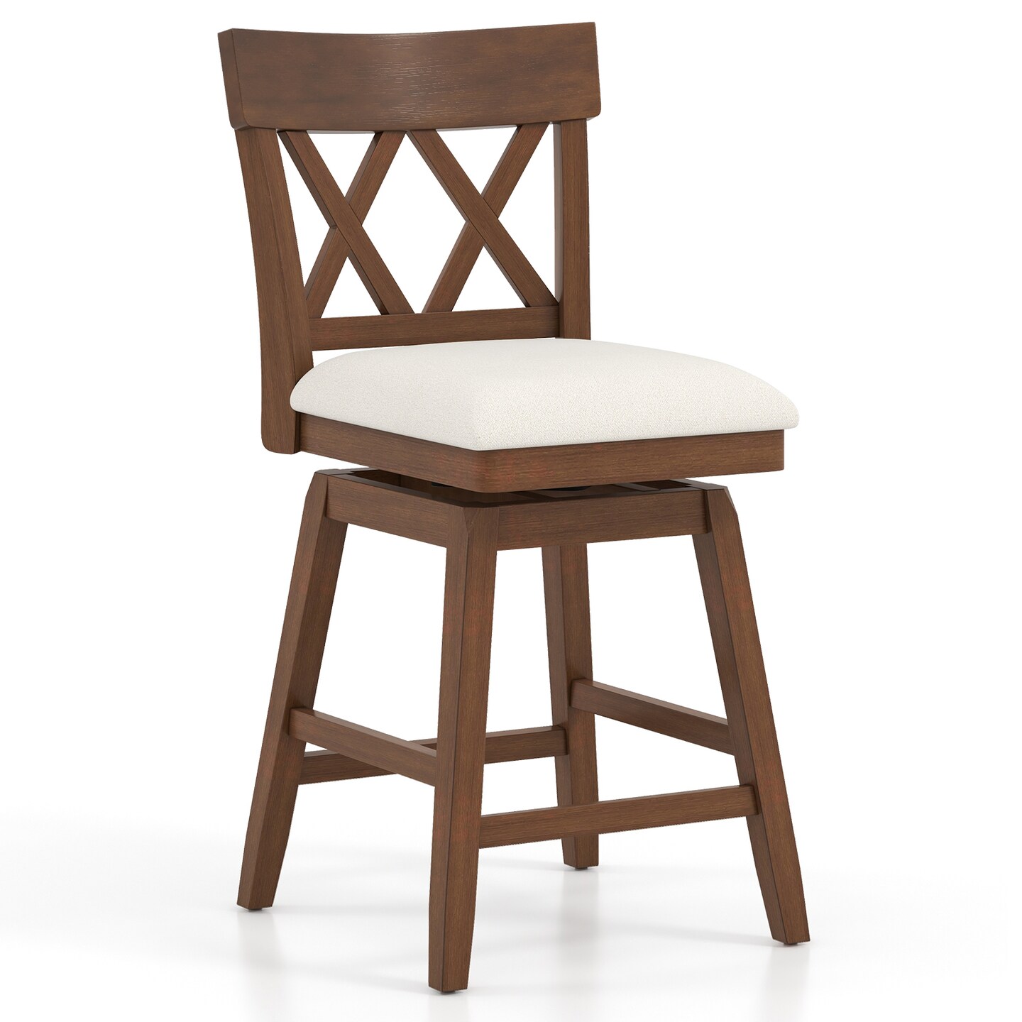 26 Inch Bar Stool with Contoured Backrest, Swivel Padded Seat, Adjustable Height