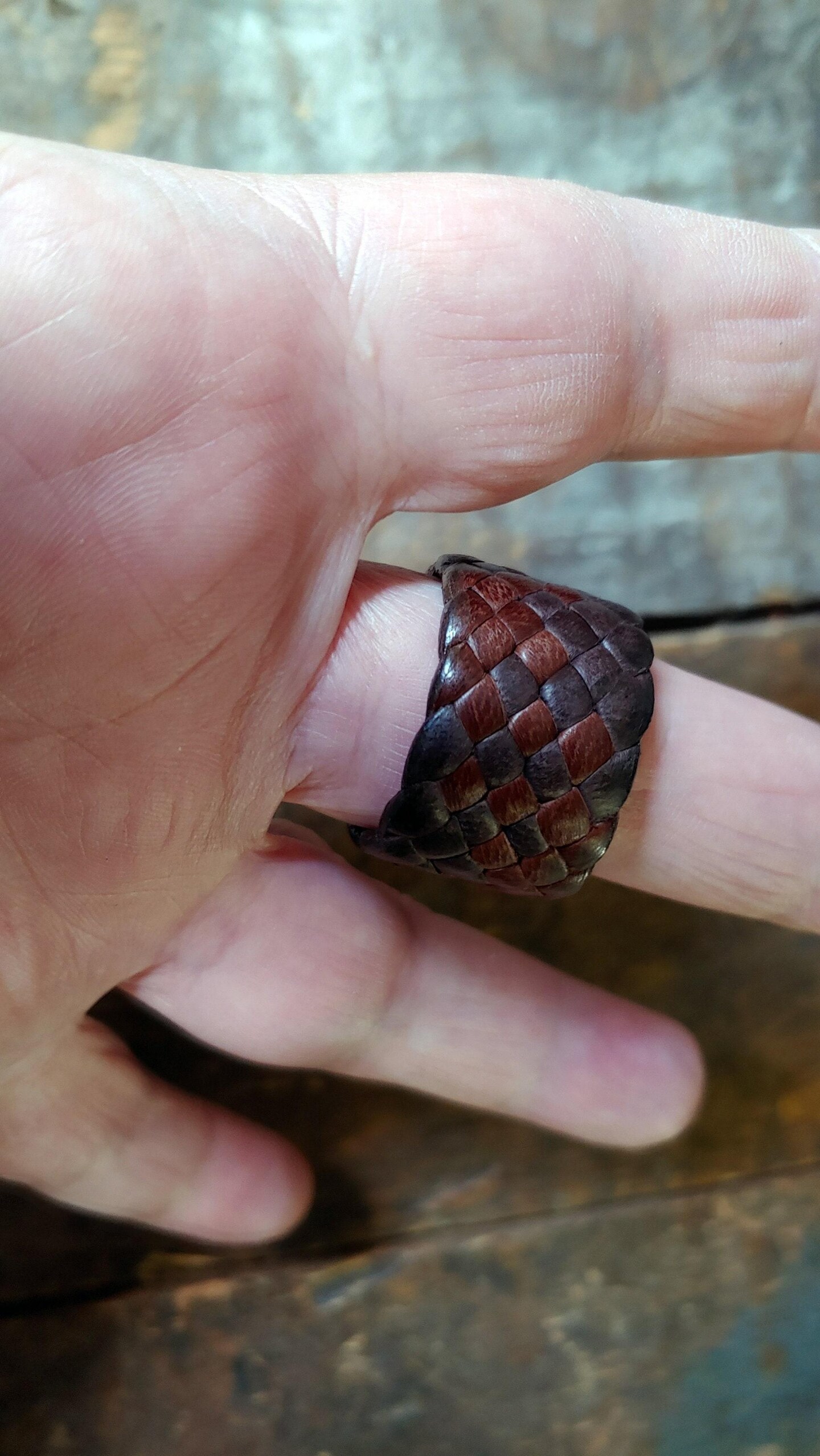 His Hers Rings Set, 2 Braided Leather Rings, Men's Women's Woven Wedding Bands, Couples Vow Renewal 3rd Leather Anniversary, No Metal KAMA