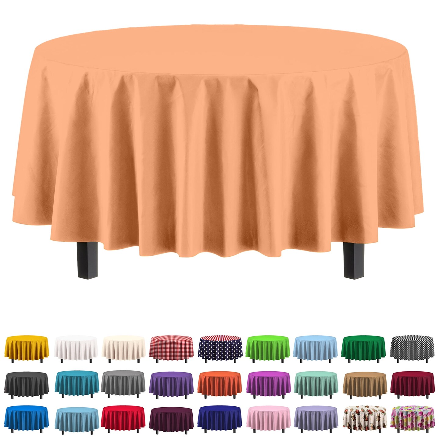 Exquisite Disposable Round Plastic Tablecloths – 6 Pack 84" Disposable Table Cloths – Indoor/Outdoor Party Tablecloth – Round Plastic Table Cover for Events & Party Supplies