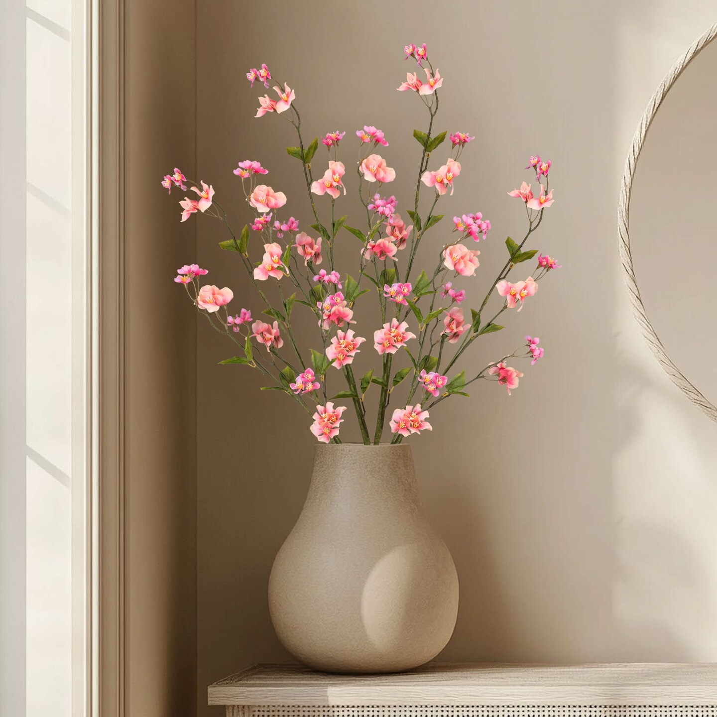 Northlight Sweet Pea and Purslane Artificial Floral Sprays - 46&#x22; - Pink and Purple - Set of 4