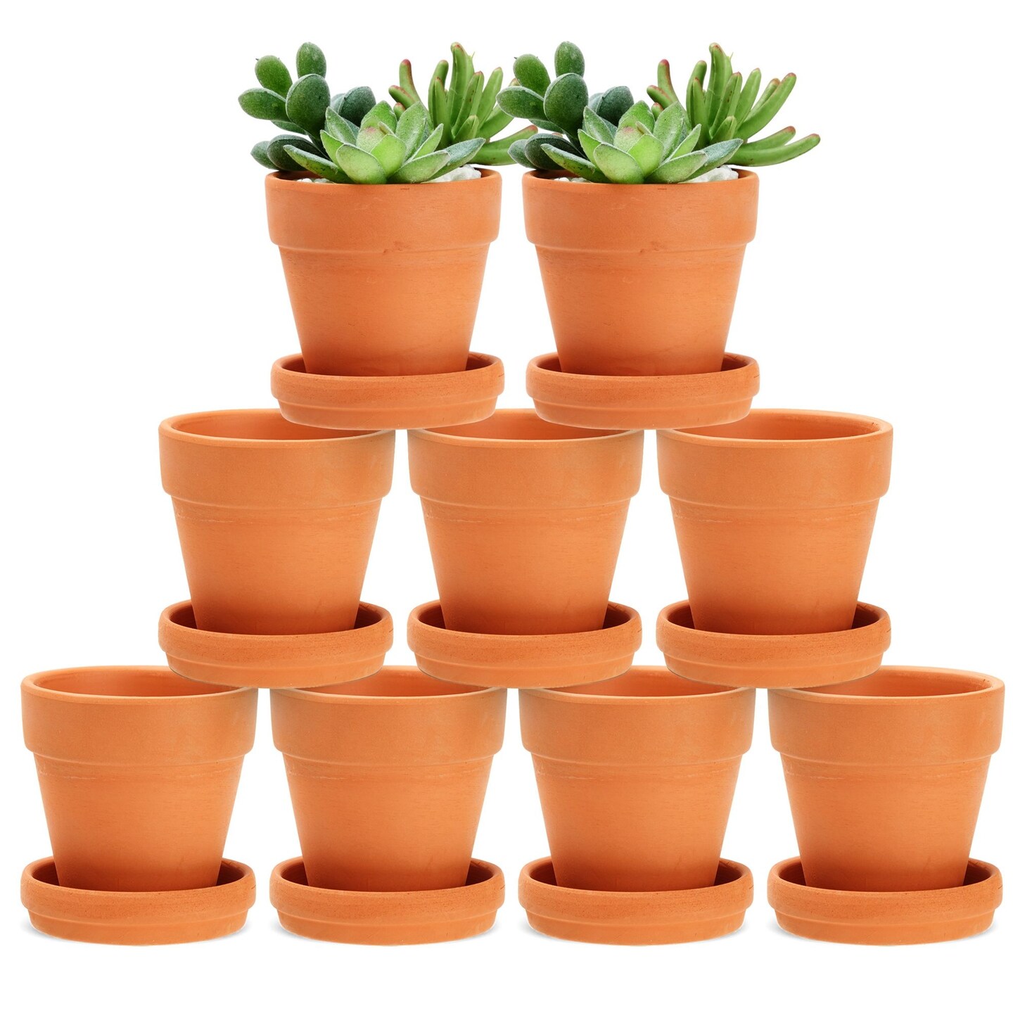 9 Pack Small Terracotta Pots with Saucers for Succulents, Clay Flower Planters with Drainage Holes for Indoor, Outdoor Plants, Cactus, Arts and Crafts Projects (3 in)