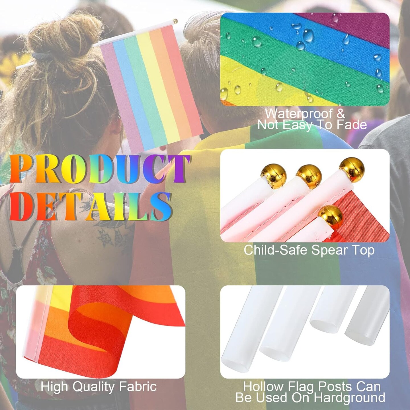 200 Pcs Gay Pride Flags Mini Rainbow Flag Lesbian Flag LGBT Flag USA American Rainbow Flag Small Hand Held Rainbow Stick Flags for Gay Flags Parade Festival Party Decorations(Stylish Style)