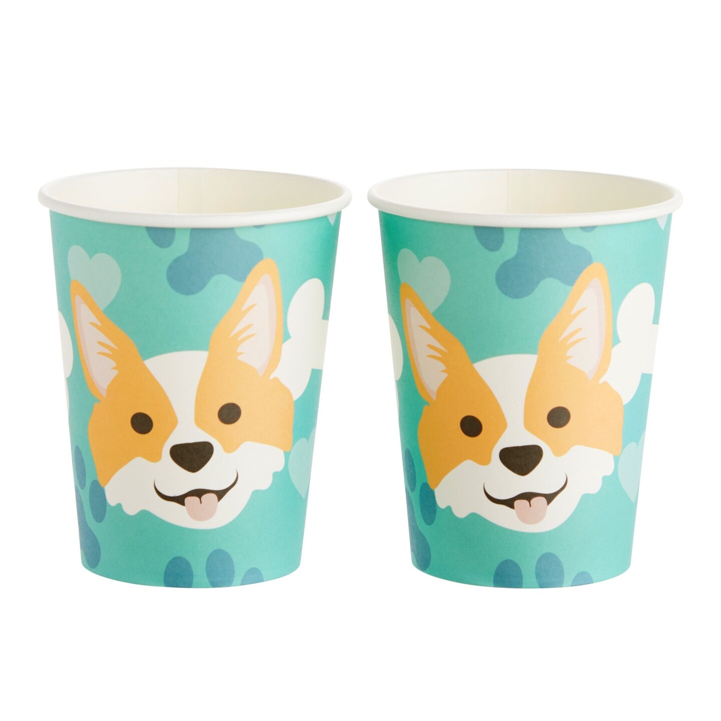 144 Piece Corgi Party Supplies, Dog Birthday Decorations with Paper Plates, Napkins, Cups, and Cutlery (Serves 24)