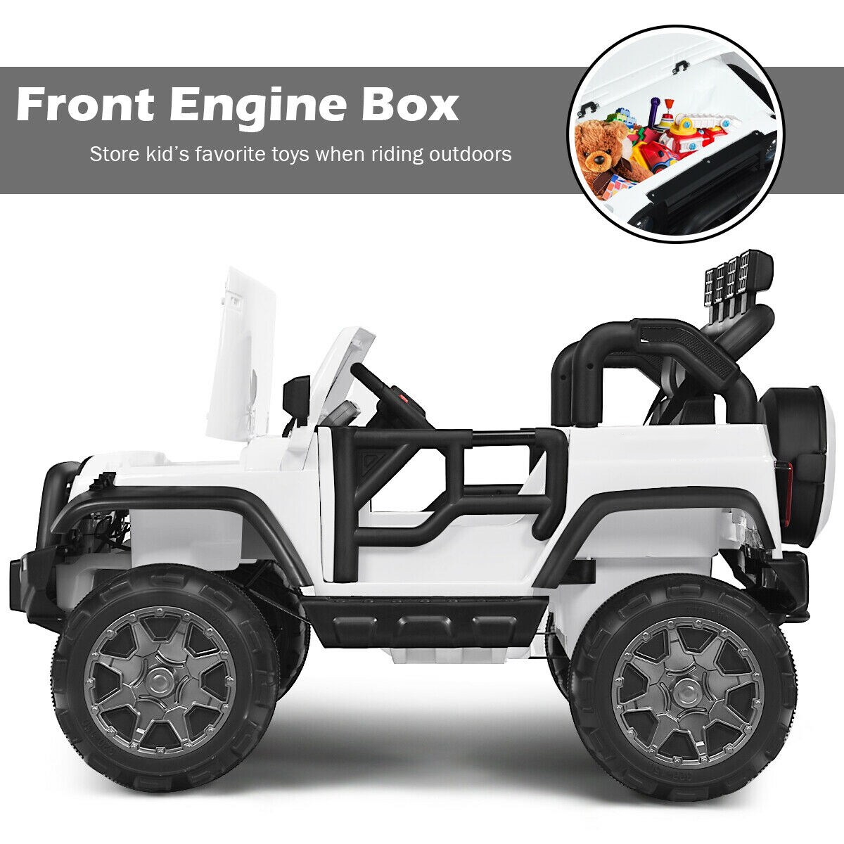 2-Seat Ride-On Car Truck with Remote Control, LED Lights, Music and Safety Features