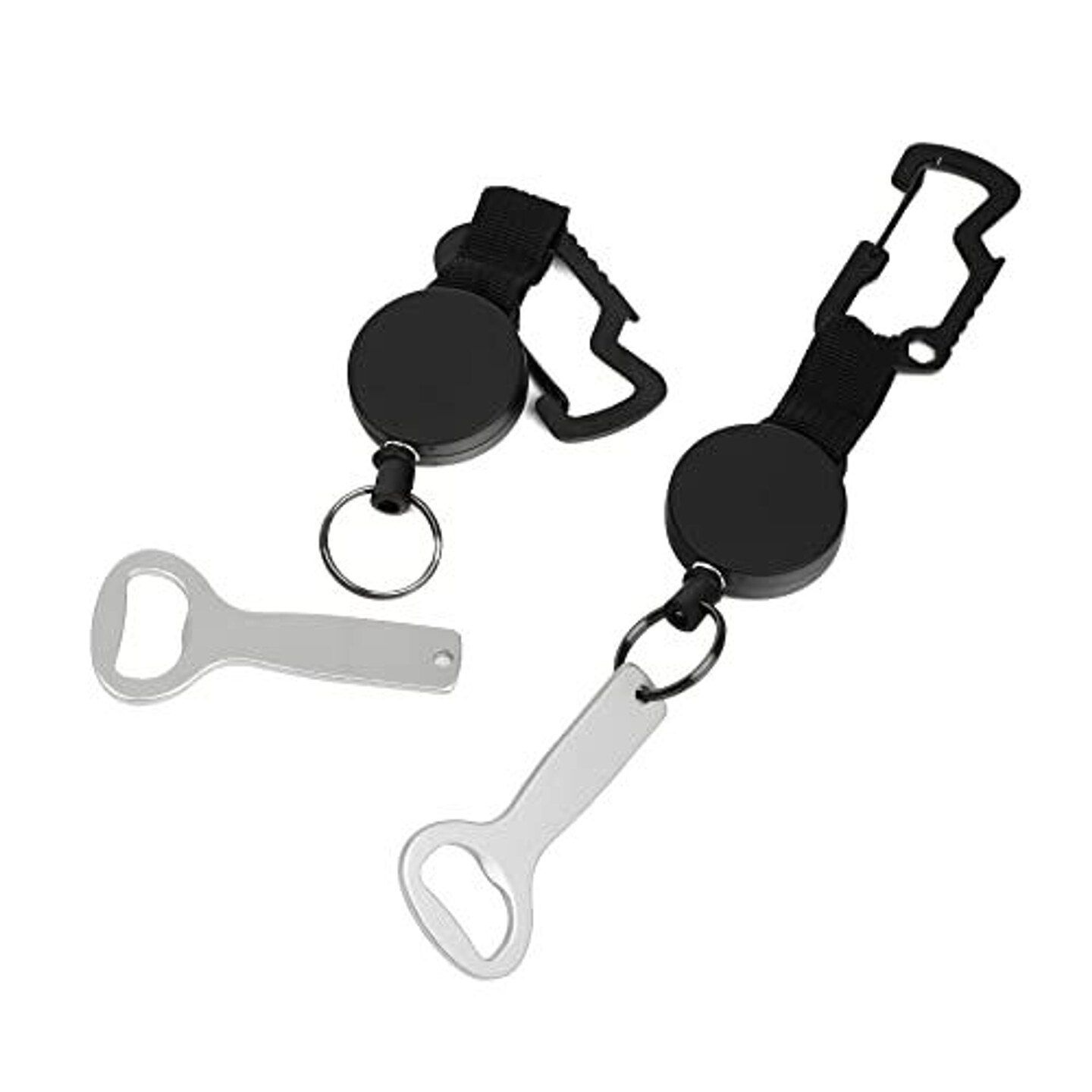 2 pack Retractable Bottle Opener with Carabiner Clip - Portable Cooler Speed Beer Bottle Opener Camping Accessories
