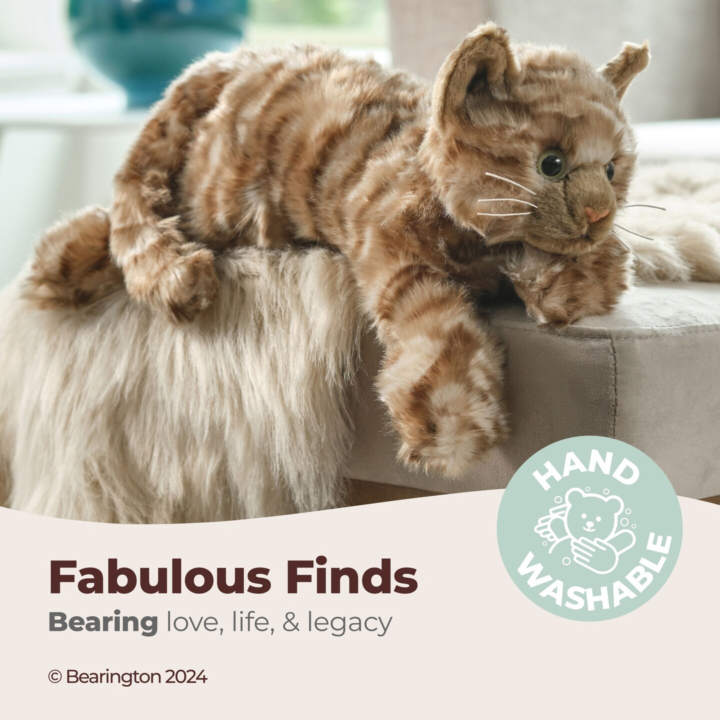 Bearington Collection Louie Cat 15 In Stuffed Animals Tabby Cat Plush Toy - Stuffed Cats That Look Real - Plushies for Kids