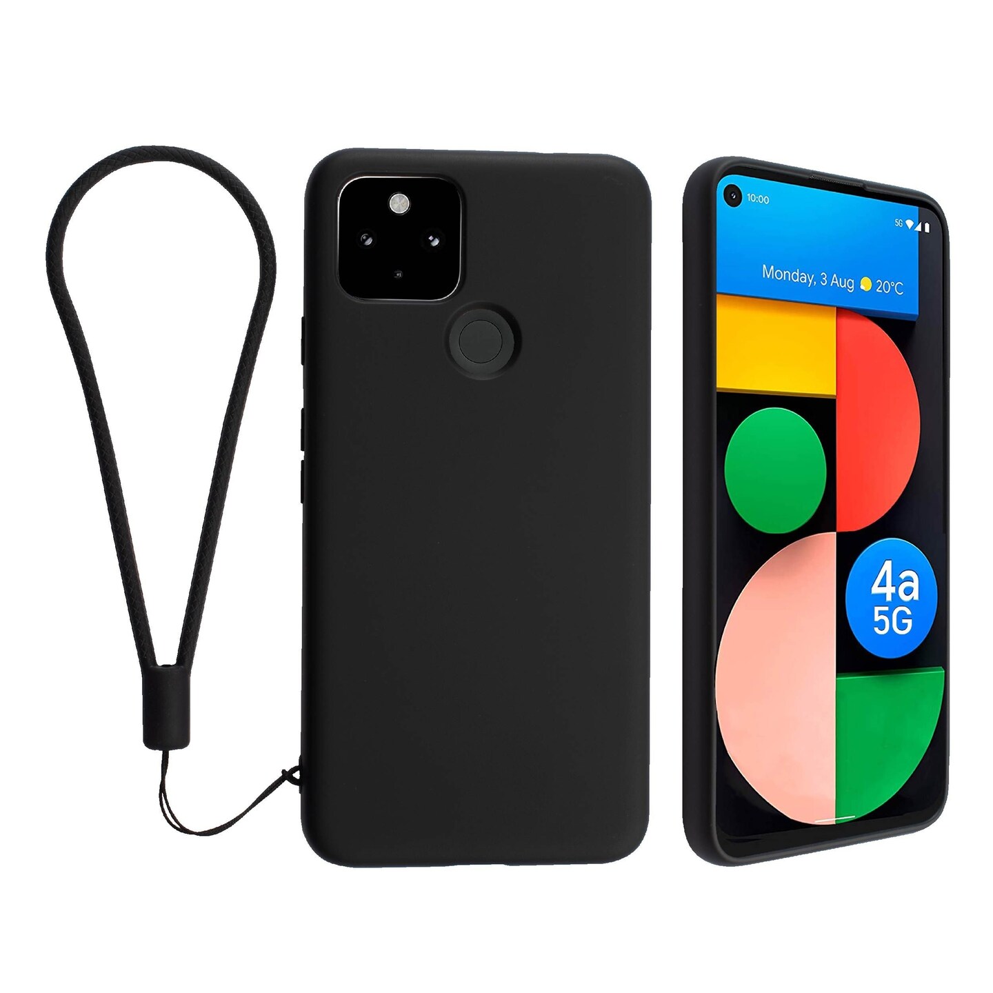Insten Liquid Silicone Case For Google Pixel 4a 5G (2020)(NOT For Pixel 4a) Soft Microfiber Lined Full Body Protective Slim Cover, Black