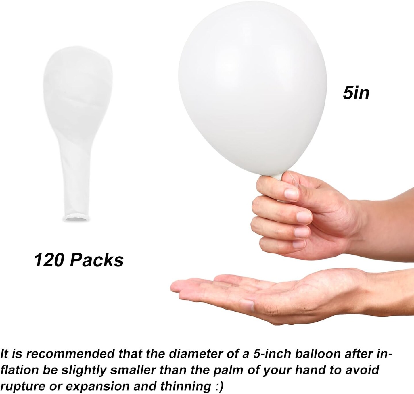 White Latex Balloons 5in 120pcs Thick for Party & Wedding Decor