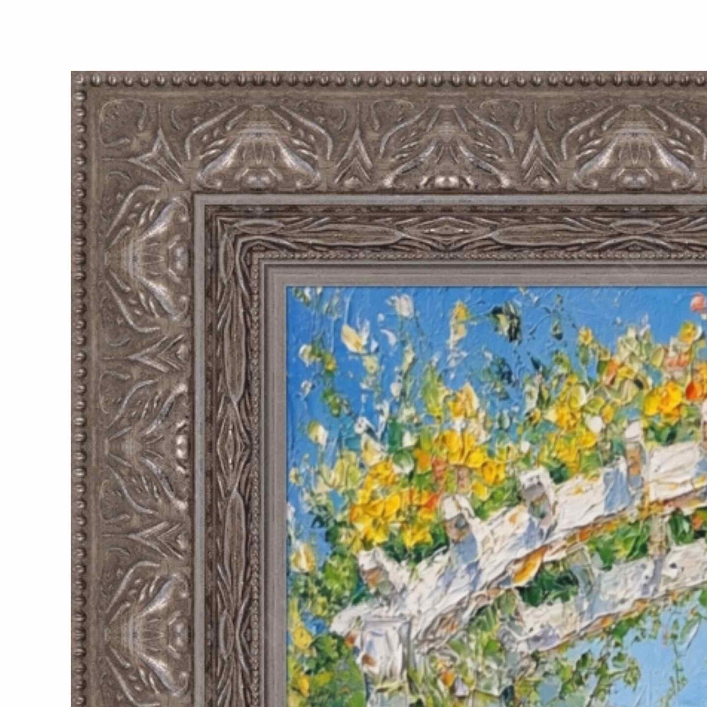 Wide Aged Vintage Silver Leaf Gothic Luxury Picture Frame 13x19 frame