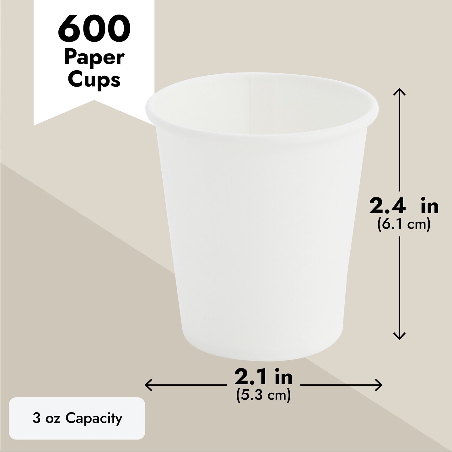 600 Pack 3 oz Paper Cups for Bathroom, Mouthwash, Disposable (White)