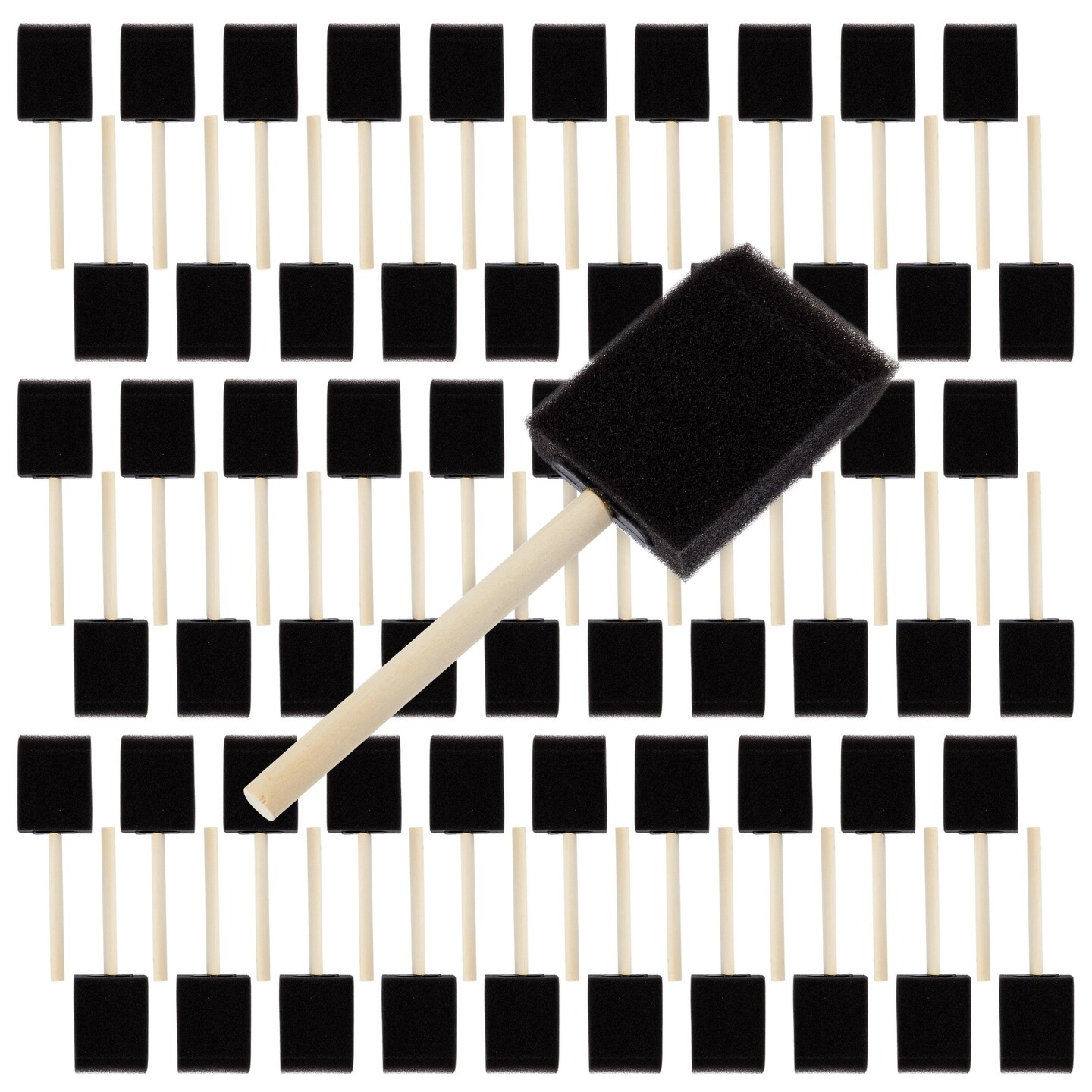 60-Pack of Foam Paint Brushes with Wooden Handle, 2 Inch Sponge Brush For Painting, Acrylics, Stains, Classroom Arts and Crafts, DIY Projects, Varnishes (Black)