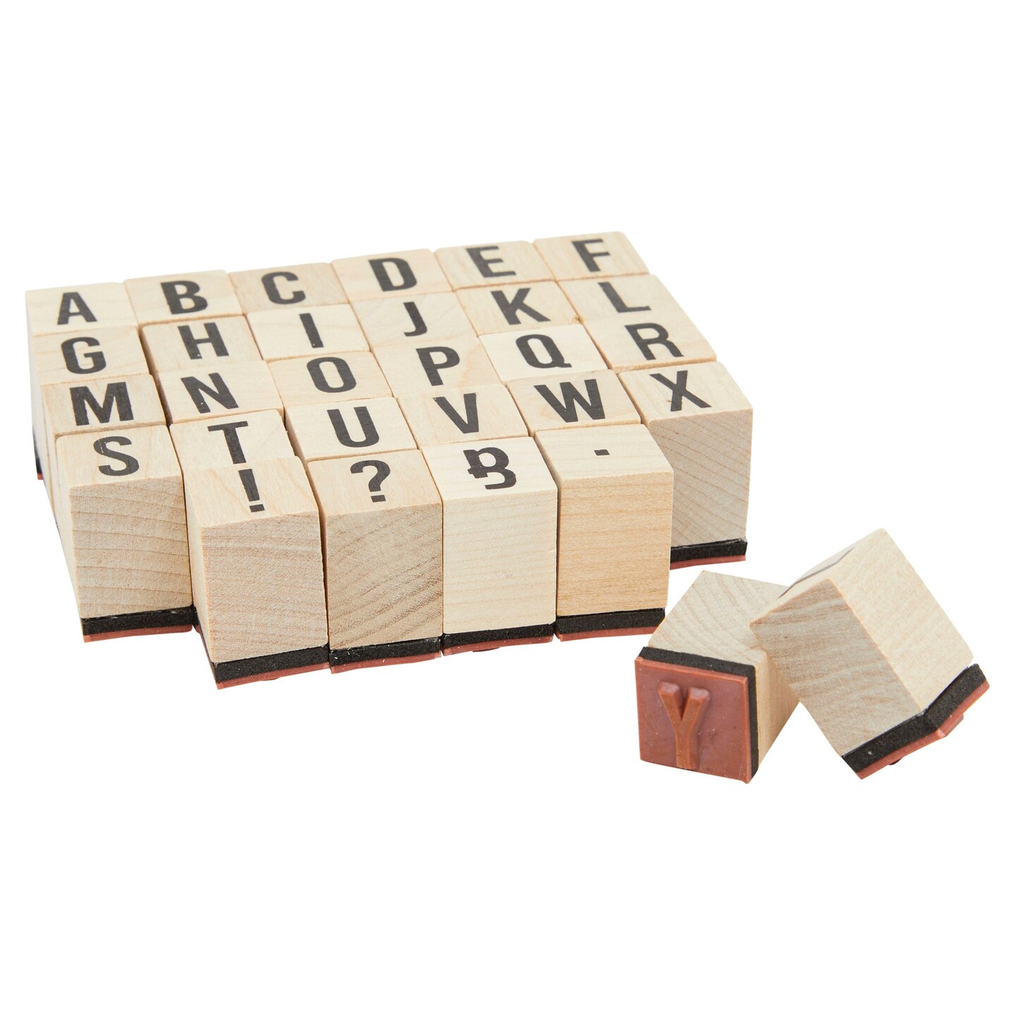 30 Pieces Mini Alphabet Rubber Stamps and Symbols for Crafts, Letters, DIY Cards, Scrapbooking (0.65 x1 In)