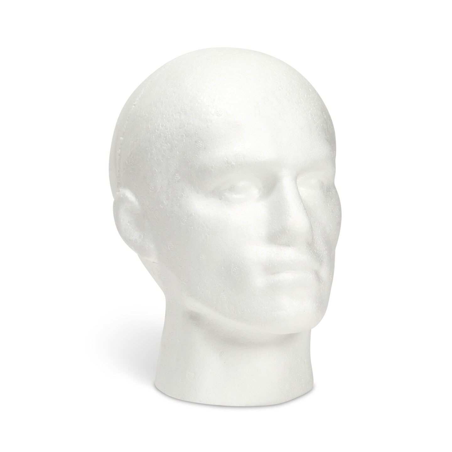 Male Foam Head Form, Mannequin Display for Masks, Hats, Wigs, Halloween Decoration (White, 9x11 in)