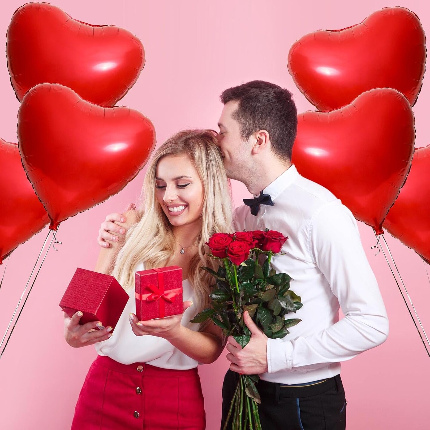 32 Inch Red Heart Balloons, 6 Pcs Heart Foil Balloons Heart Shaped Mylar Balloons for Valentines Day, Wedding, Bridal Shower and Birthday Party Decorations