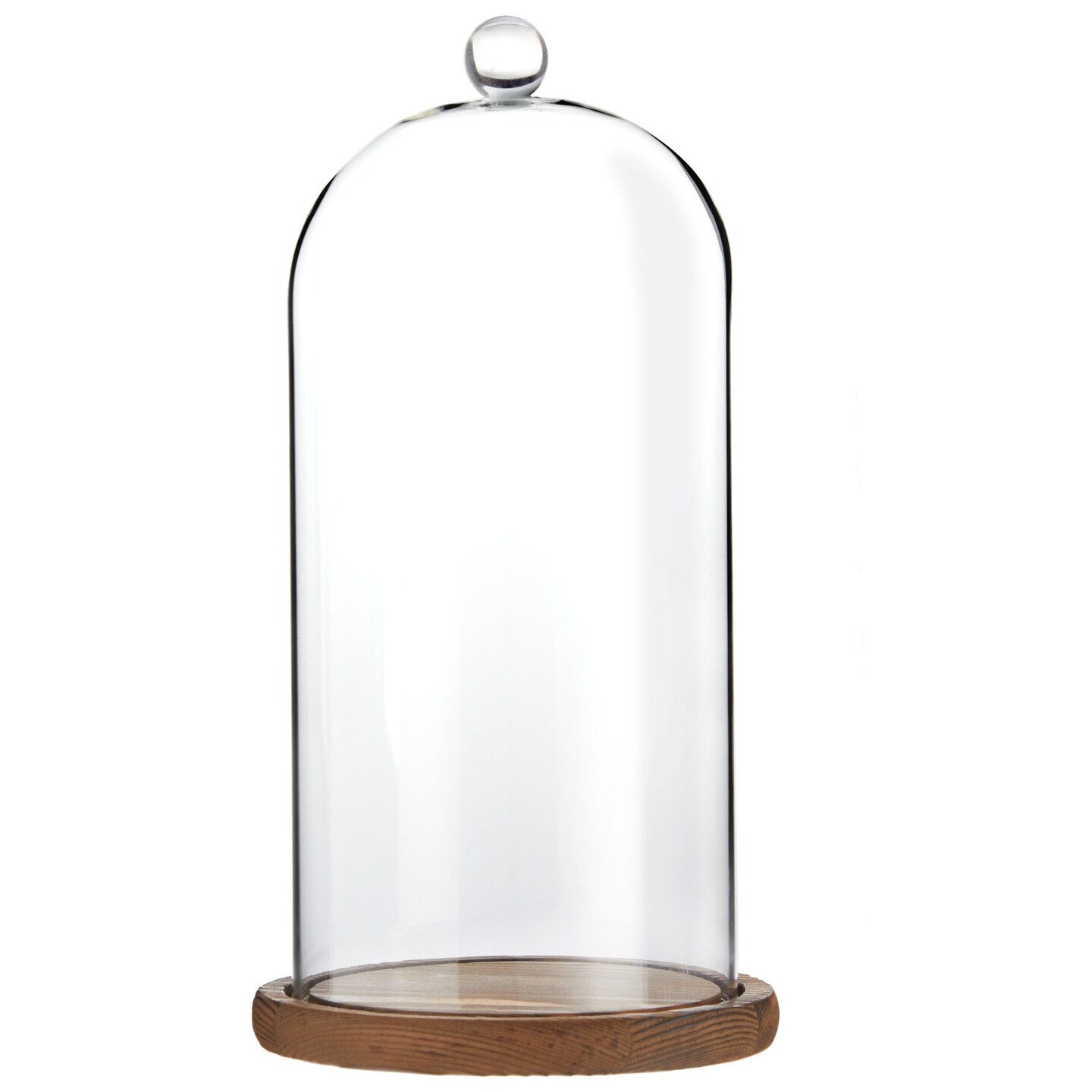 Glass Cloche Dome Bell Jar Display Case with Wooden Base for Plants, Collectibles (5.1x10 In)