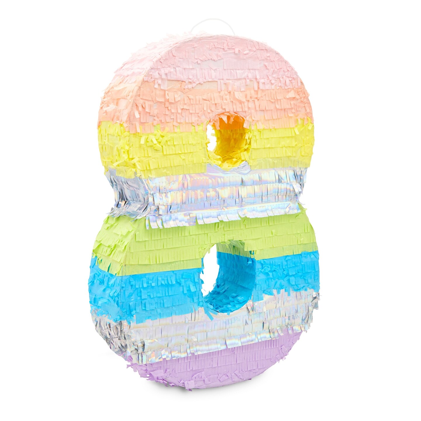 Large Number 8 Pinata for 8th Birthday Party Decorations, Rainbow Pastel (21 x 14.5 x 4 In)