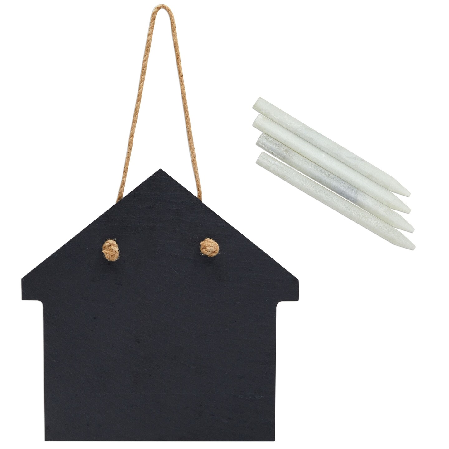 2 Rustic Farmhouse Hanging Chalkboard Signs with 4 Chalk Sticks (6 Piece Set)