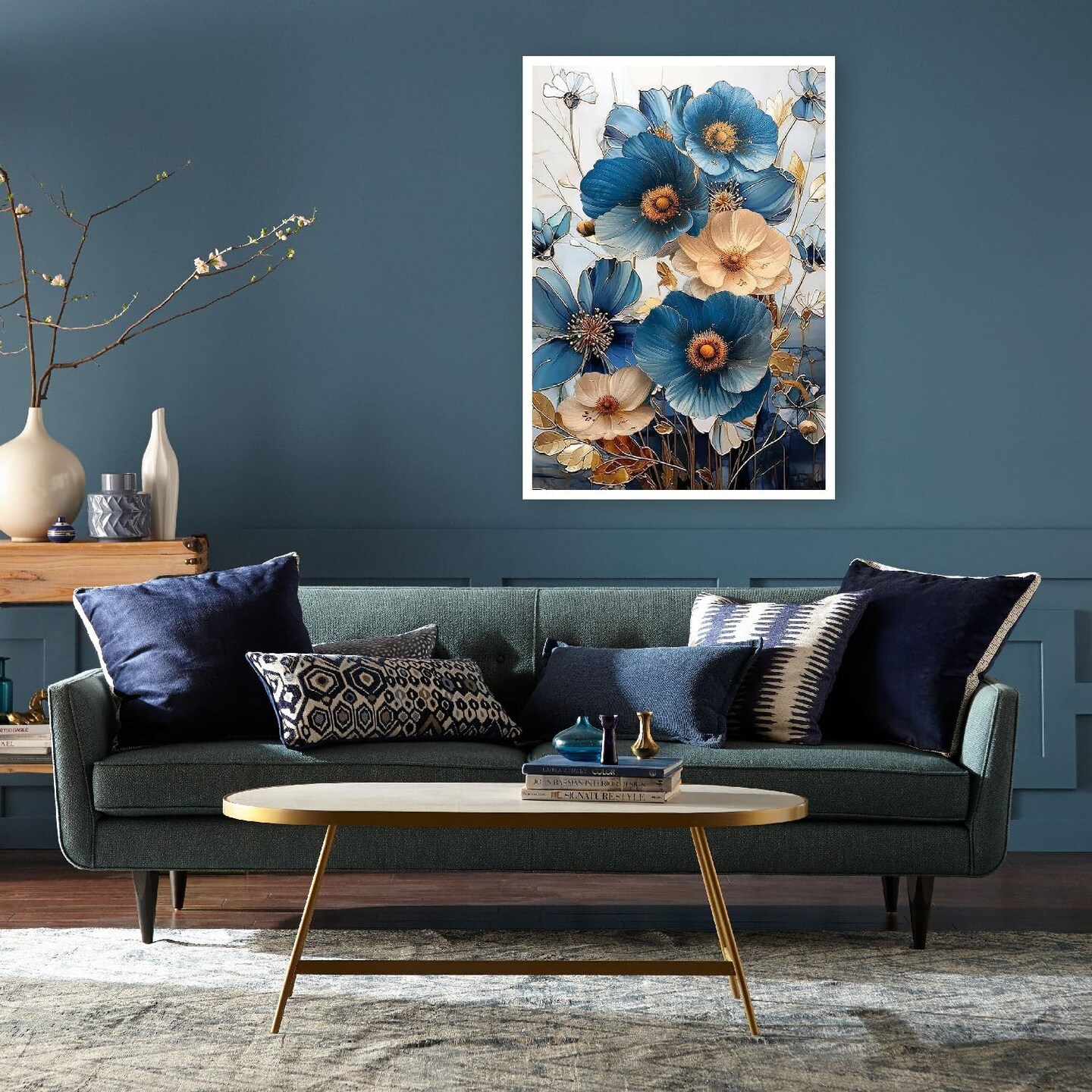 Flower Diamond Painting Kits for Adults, 5D Flwoers Diamond Art Kits for Beginners, DIY Full Drill Plant Diamond Gem Art Kits for Home Wall Decor 12x16 Inch