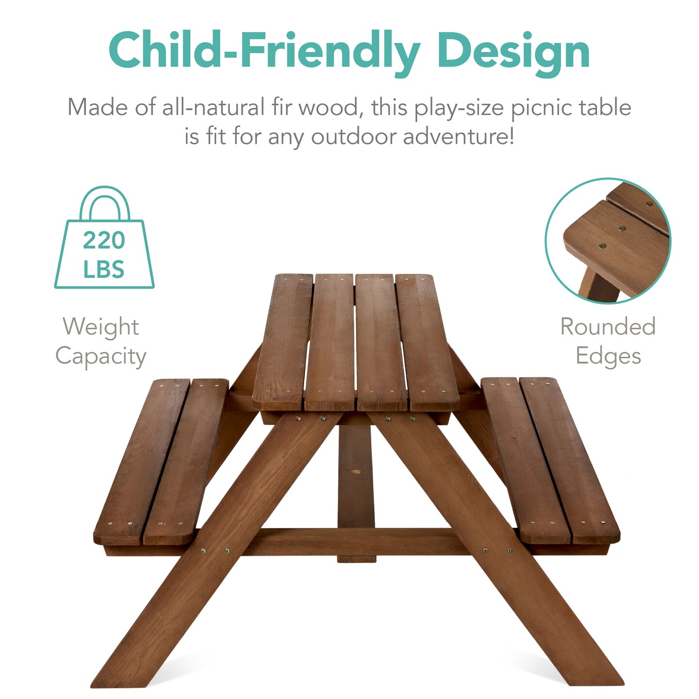 Best Choice Products Kids Wooden Picnic Table, Outdoor Activity Table w/ Adjustable Umbrella, Seats