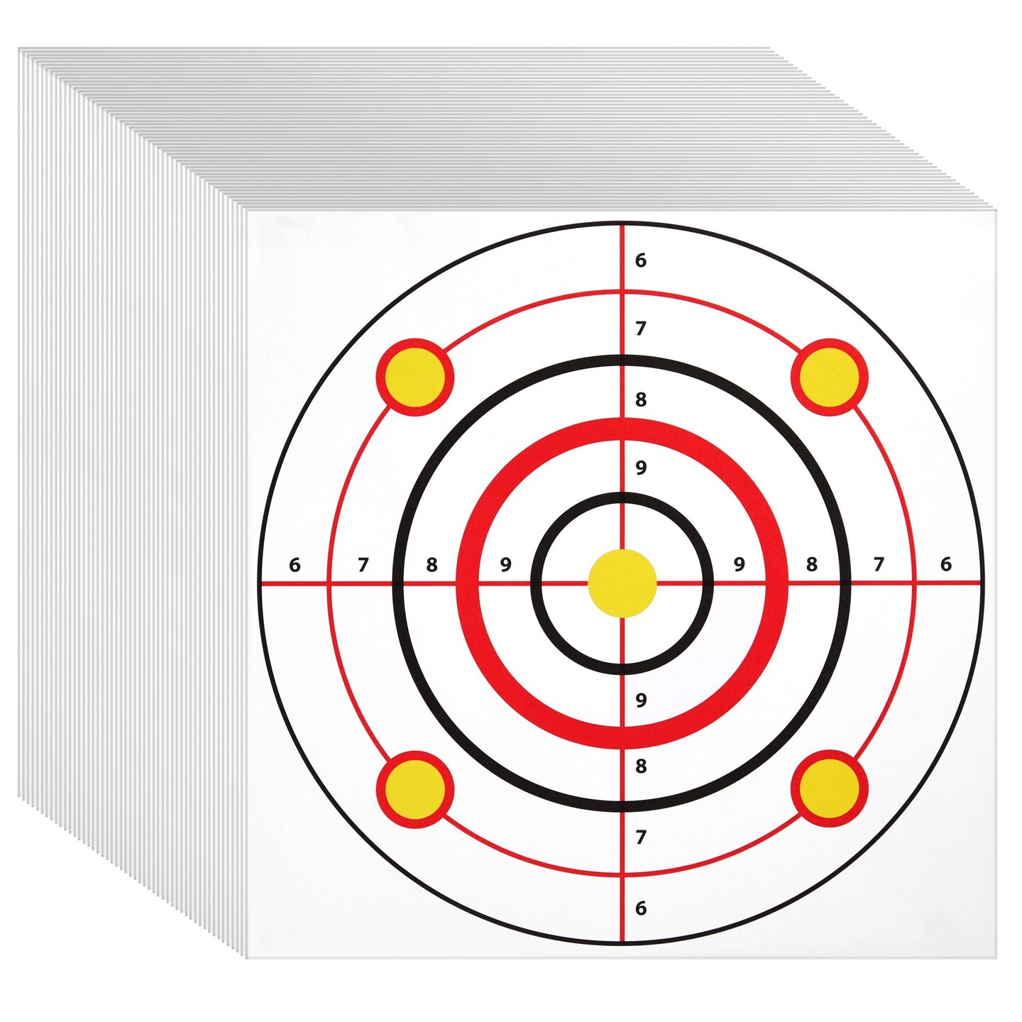 50 Pack Paper Shooting Targets for Range, Bulk for Hunting, Handguns, Pistols, Rifles, Bullseye Design (11x11 in)