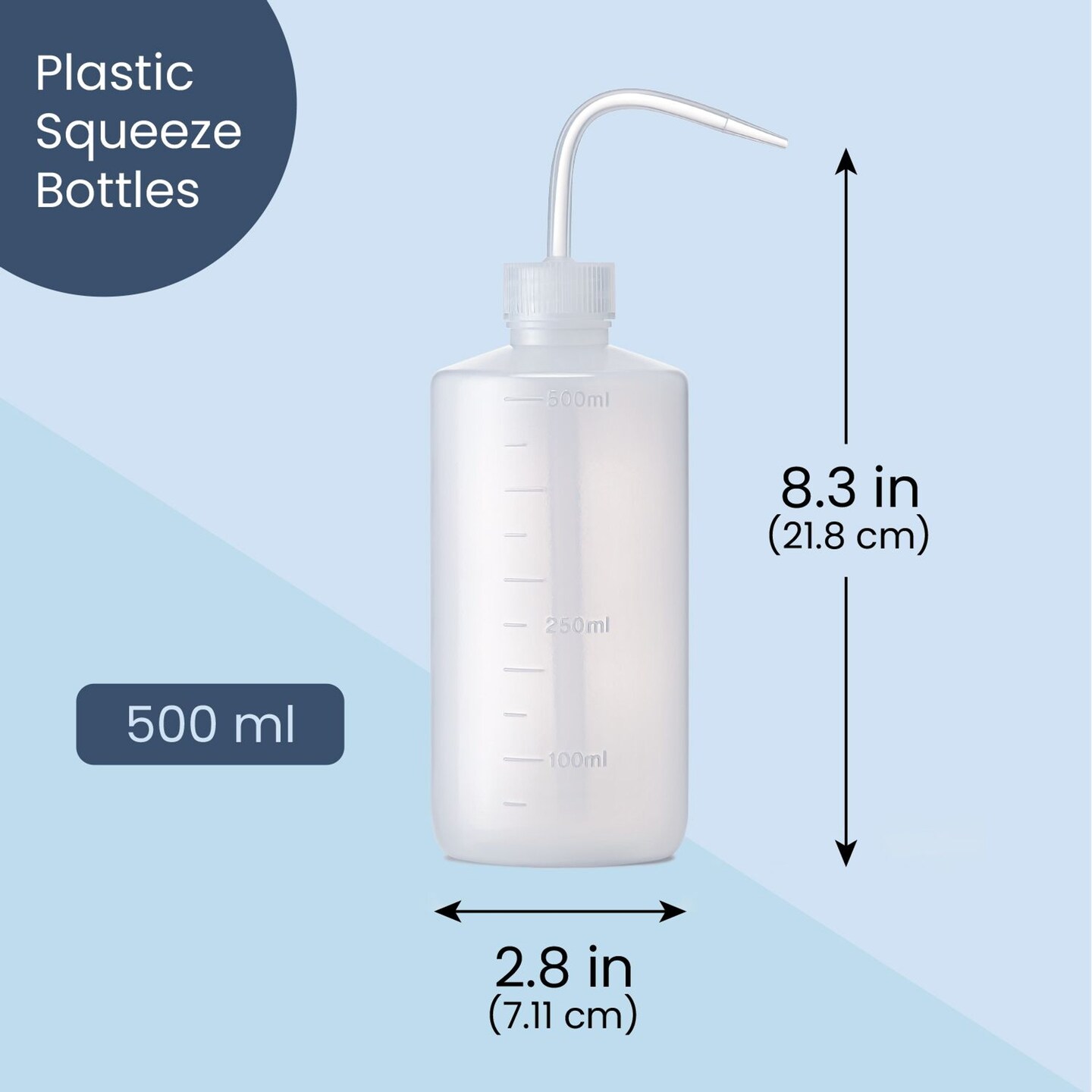 3-Pack Plastic Squeeze Bottles, Squirt Container with Angle Bent Tip, 16 oz